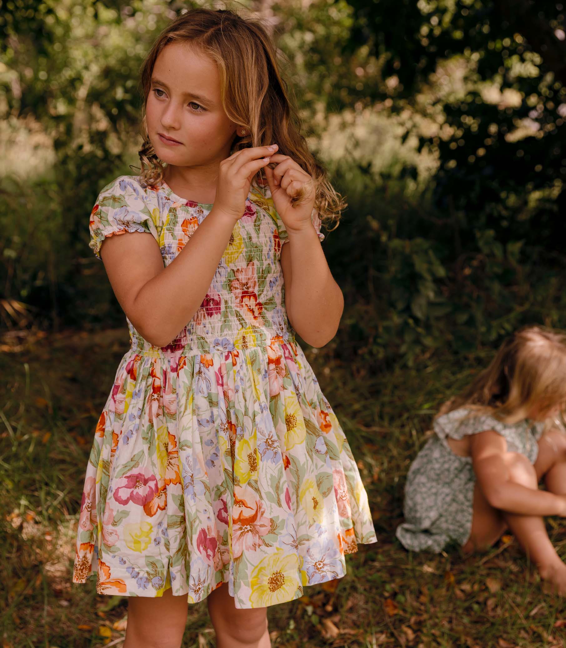 DÔEN Kids Mae Dress - Blanc Anemone Bloom