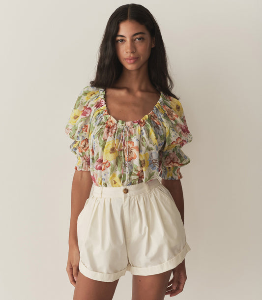 DÔEN Women Inez Top - Blanc Anemone Bloom