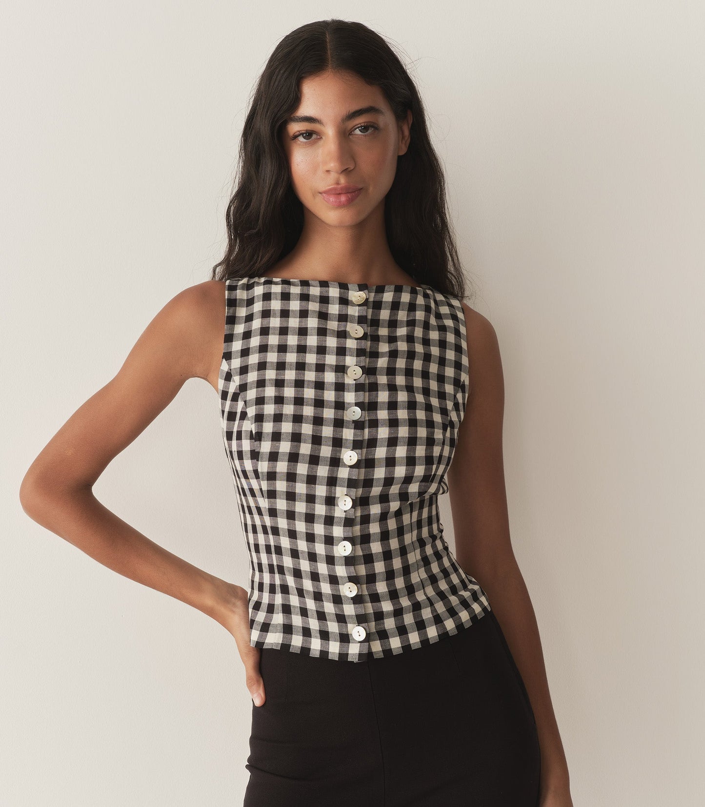 DÔEN Women Hayden Top - Black Marilyn Gingham
