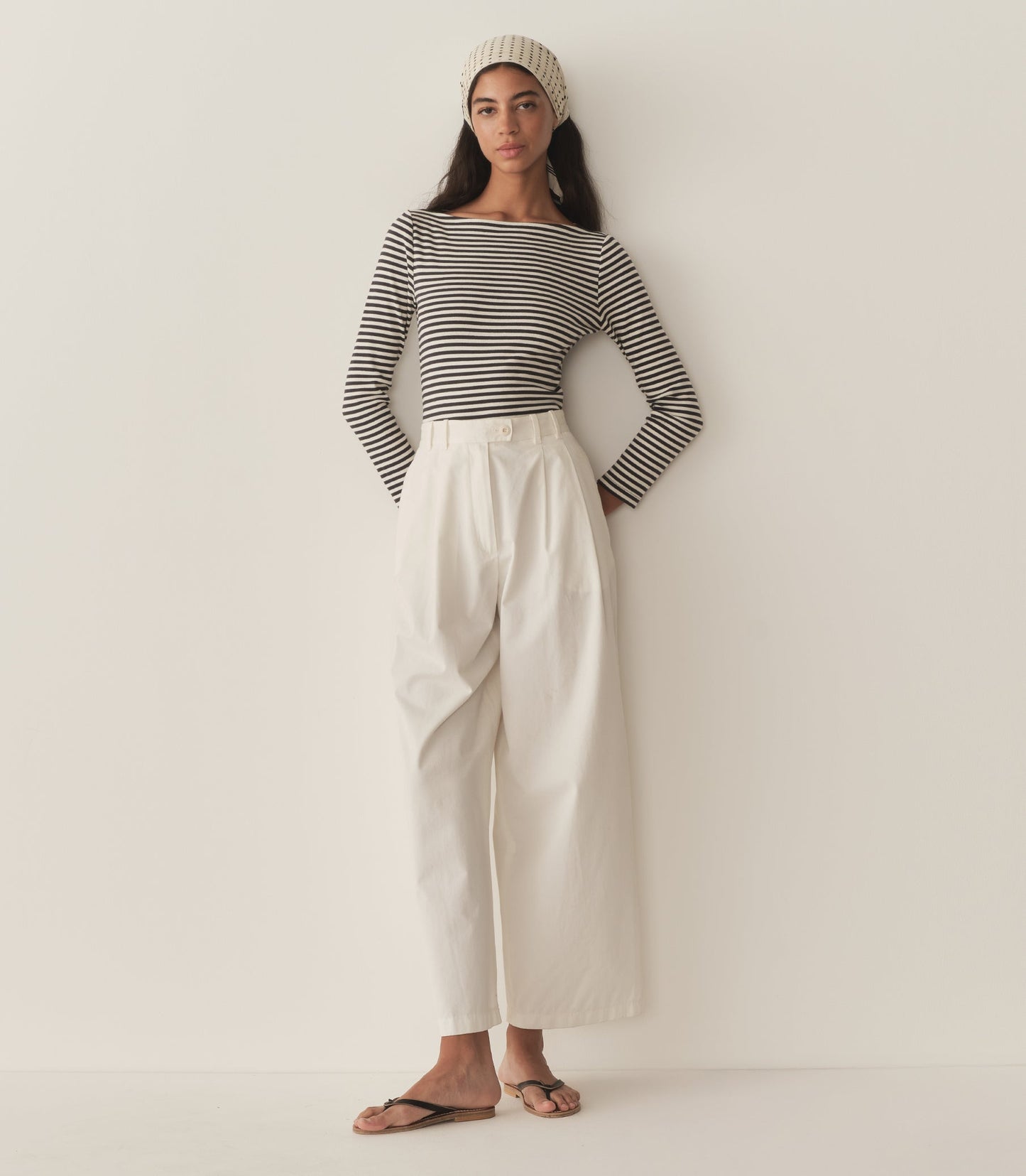 DÔEN Women Paulette Tee - Navy Nantucket Stripe