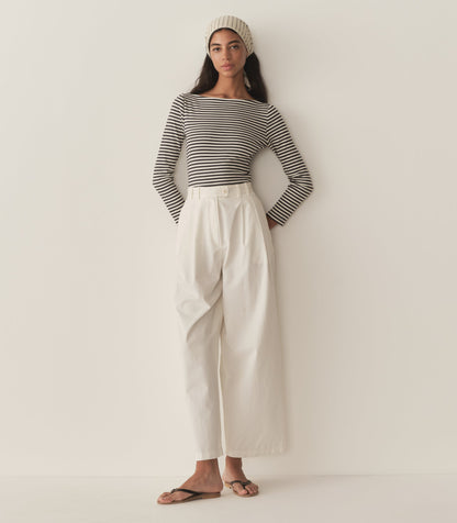 DÔEN Women Paulette Tee - Navy Nantucket Stripe
