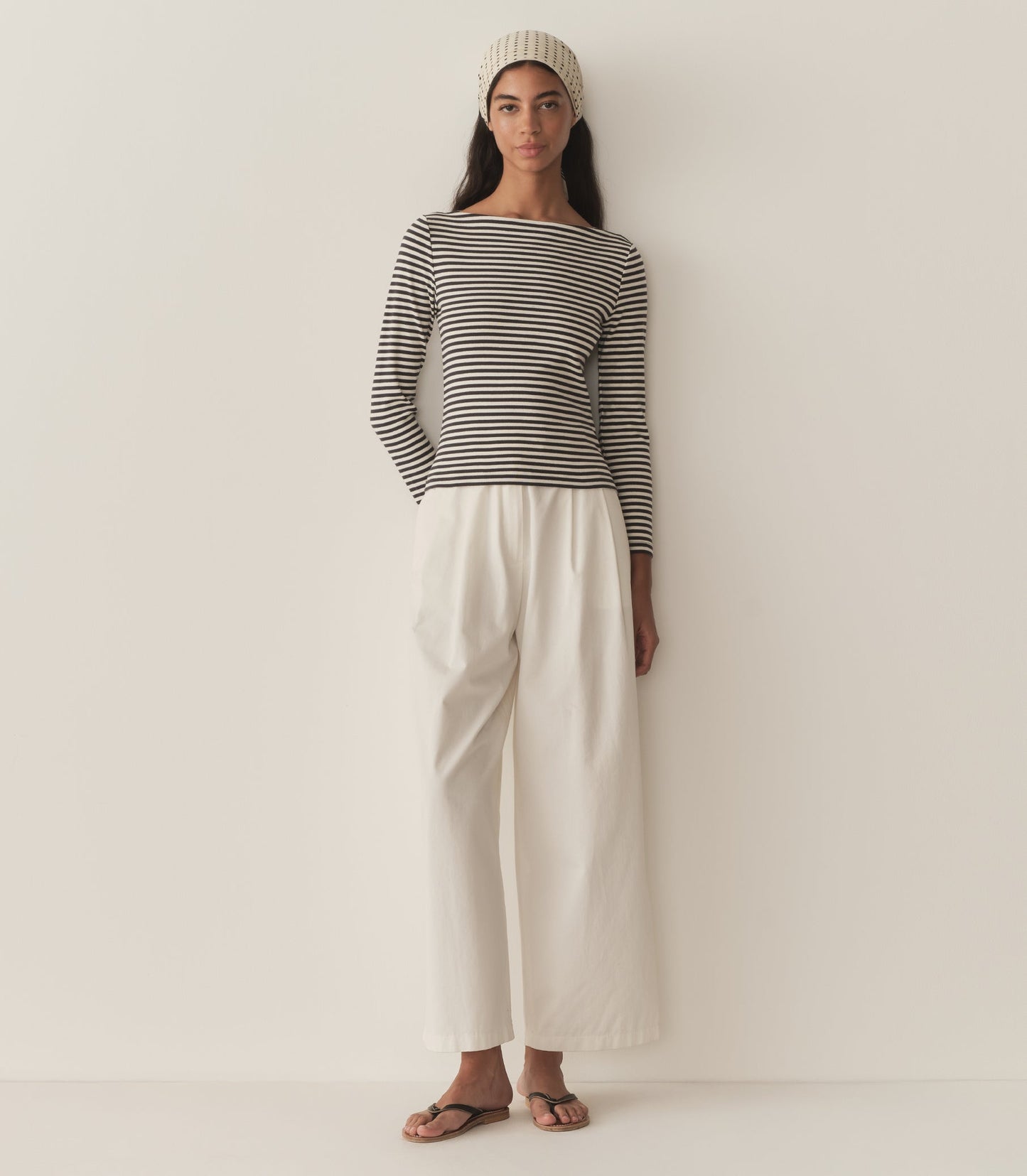 DÔEN Women Paulette Tee - Navy Nantucket Stripe