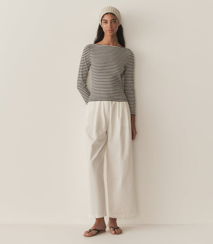 DÔEN Women Paulette Tee - Navy Nantucket Stripe