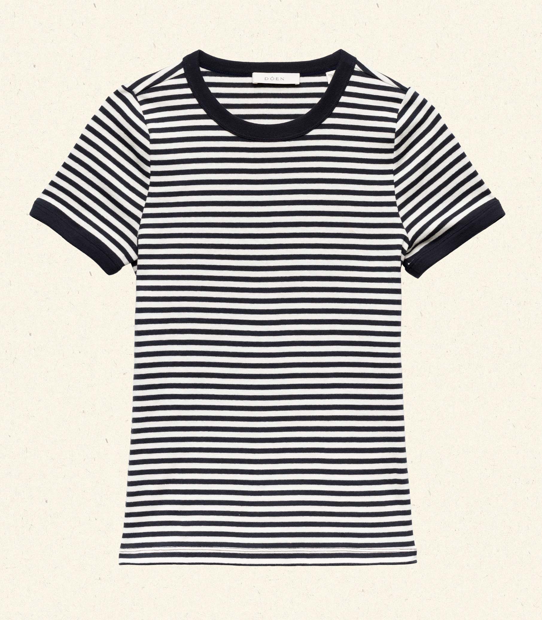 DÔEN Women Vivi Tee - Navy Nantucket Stripe