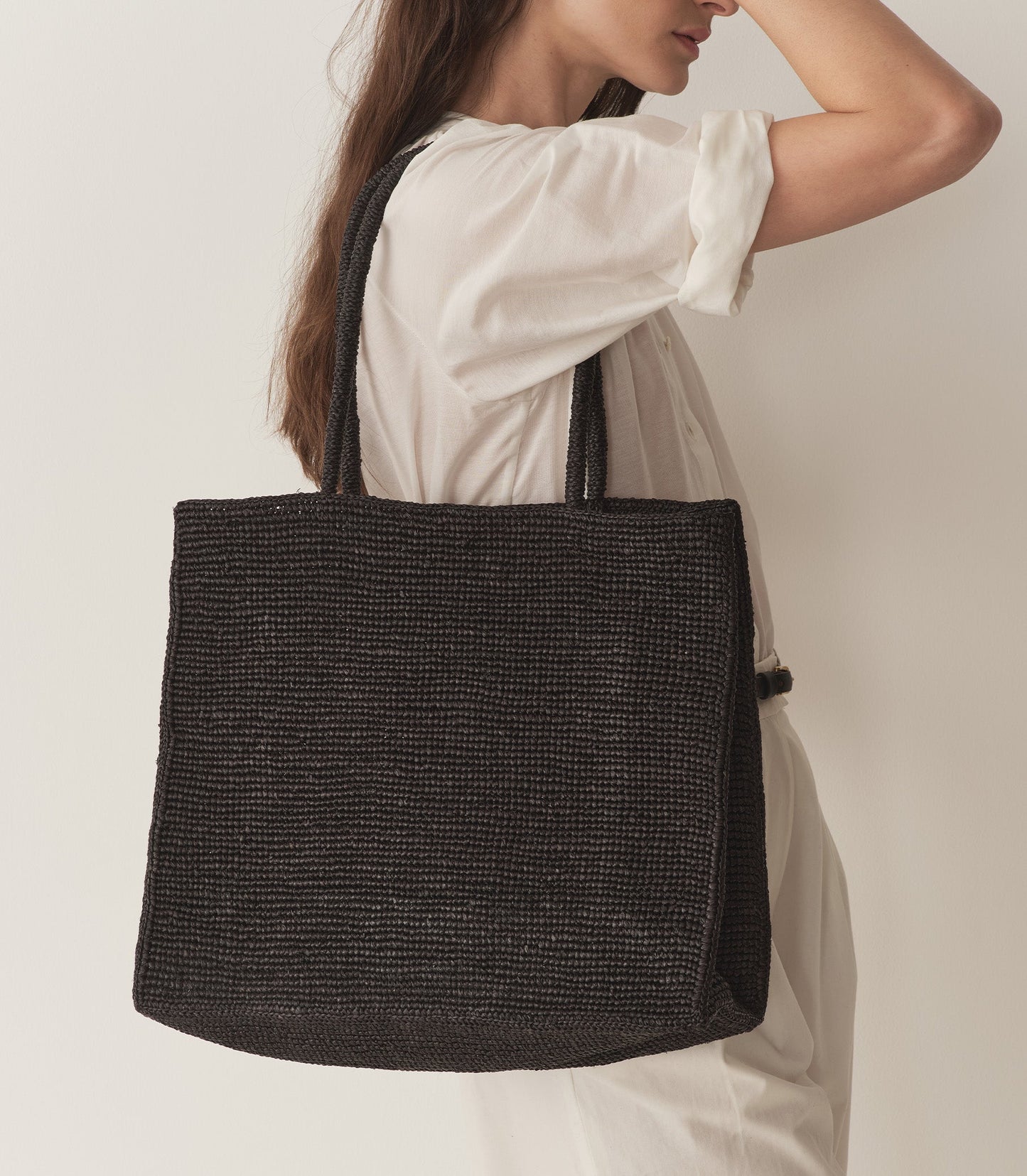 DÔEN Women Grande Mathilde Bag - Black Raffia