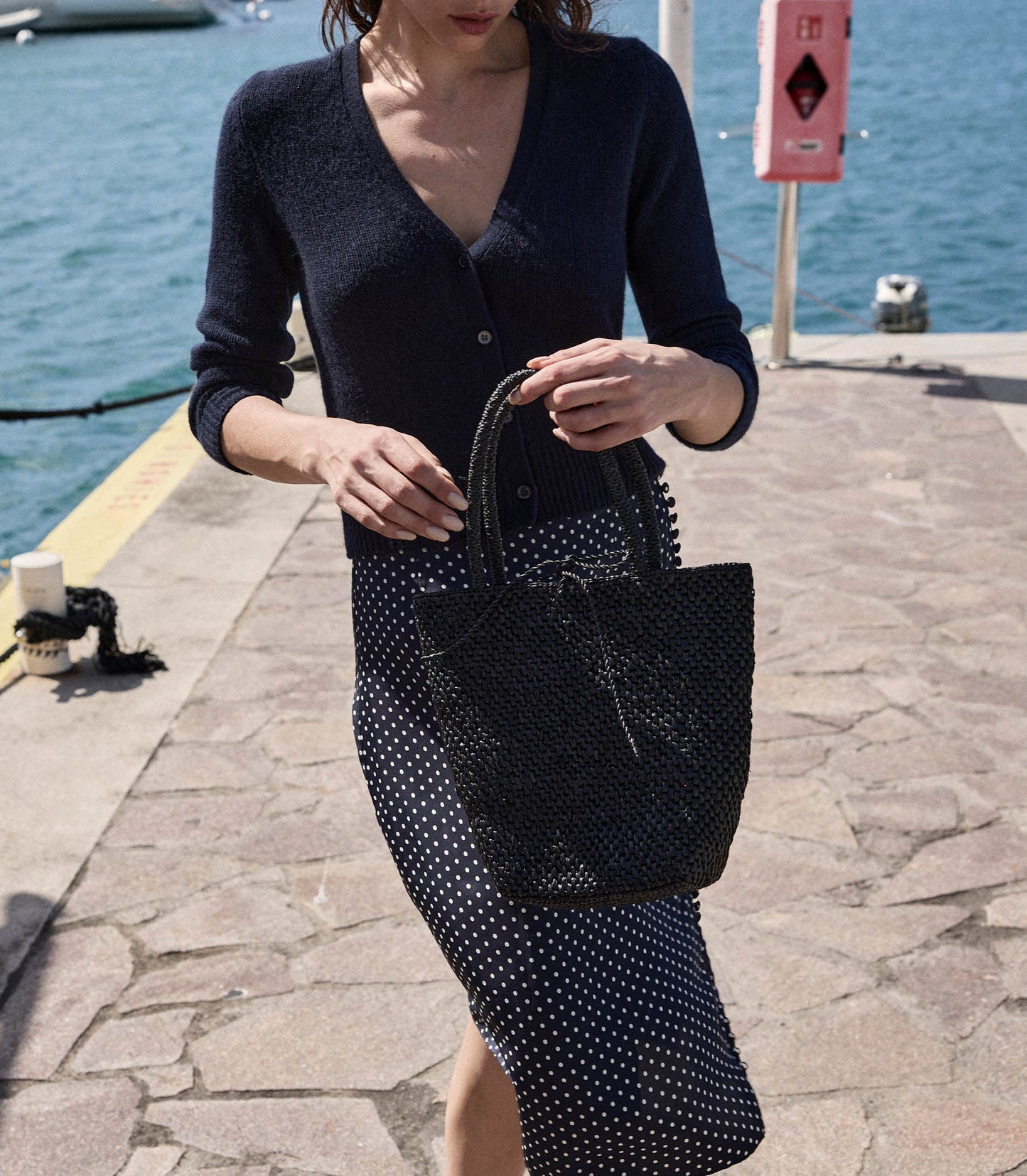 DÔEN Women Bateau Bag - Black Raffia