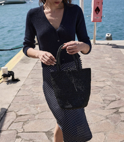 DÔEN Women Bateau Bag - Black Raffia