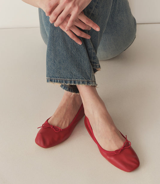 DÔEN Women Fifi Ballet Flat - Red Nappa