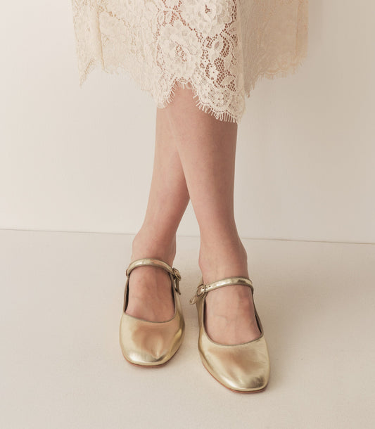 DÔEN Women Mary Jane Slipper - Platinum Metallic Nappa