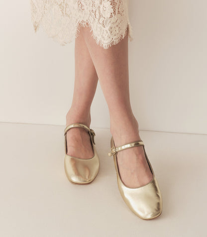 DÔEN Women Mary Jane Slipper - Platinum Metallic Nappa