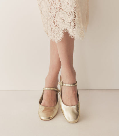 DÔEN Women Mary Jane Slipper - Platinum Metallic Nappa