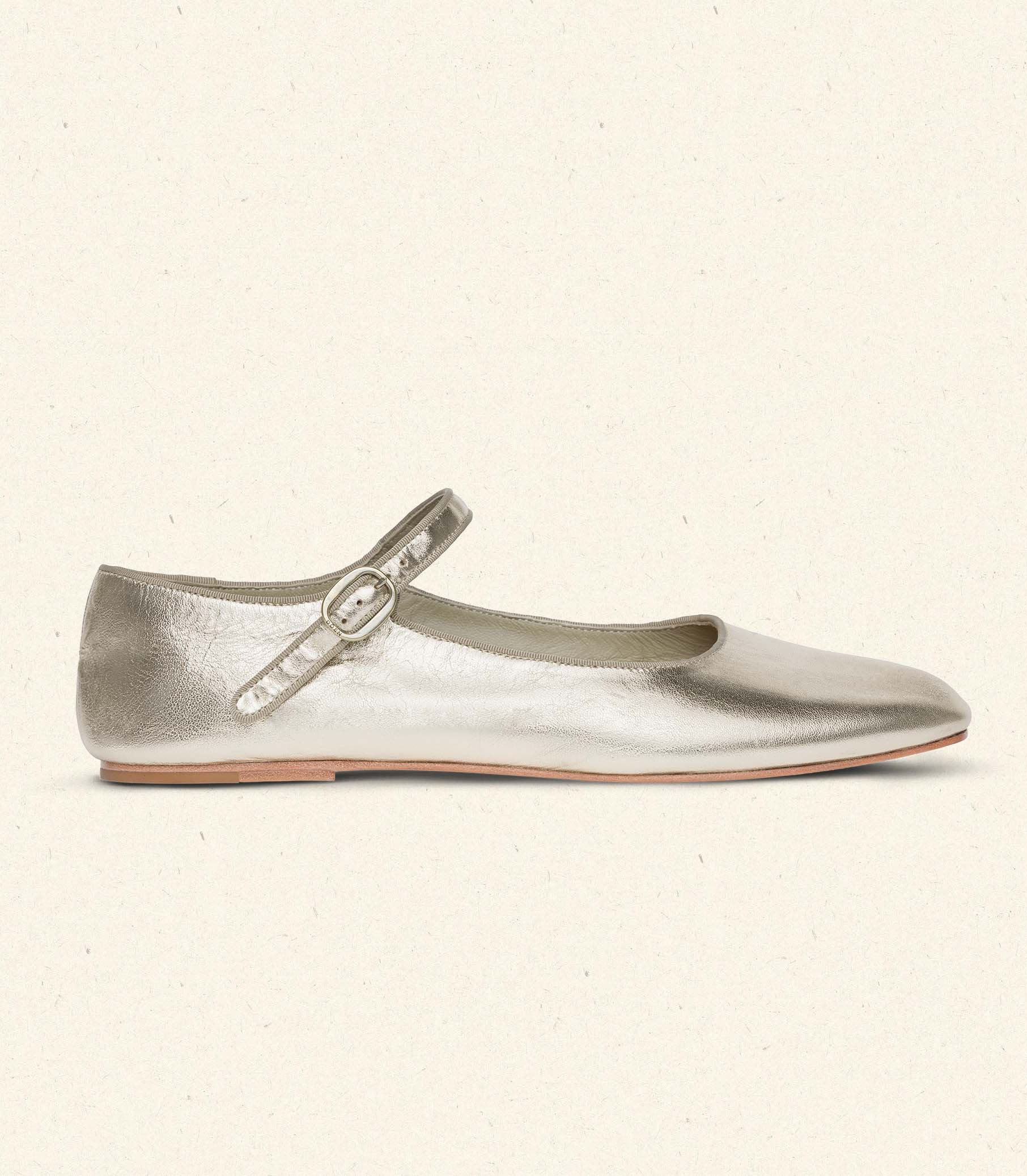 DÔEN Women Mary Jane Slipper - Platinum Metallic Nappa