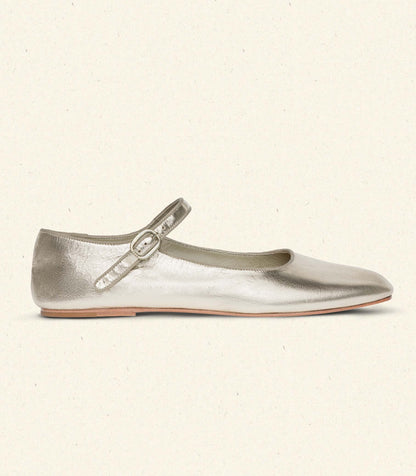 DÔEN Women Mary Jane Slipper - Platinum Metallic Nappa