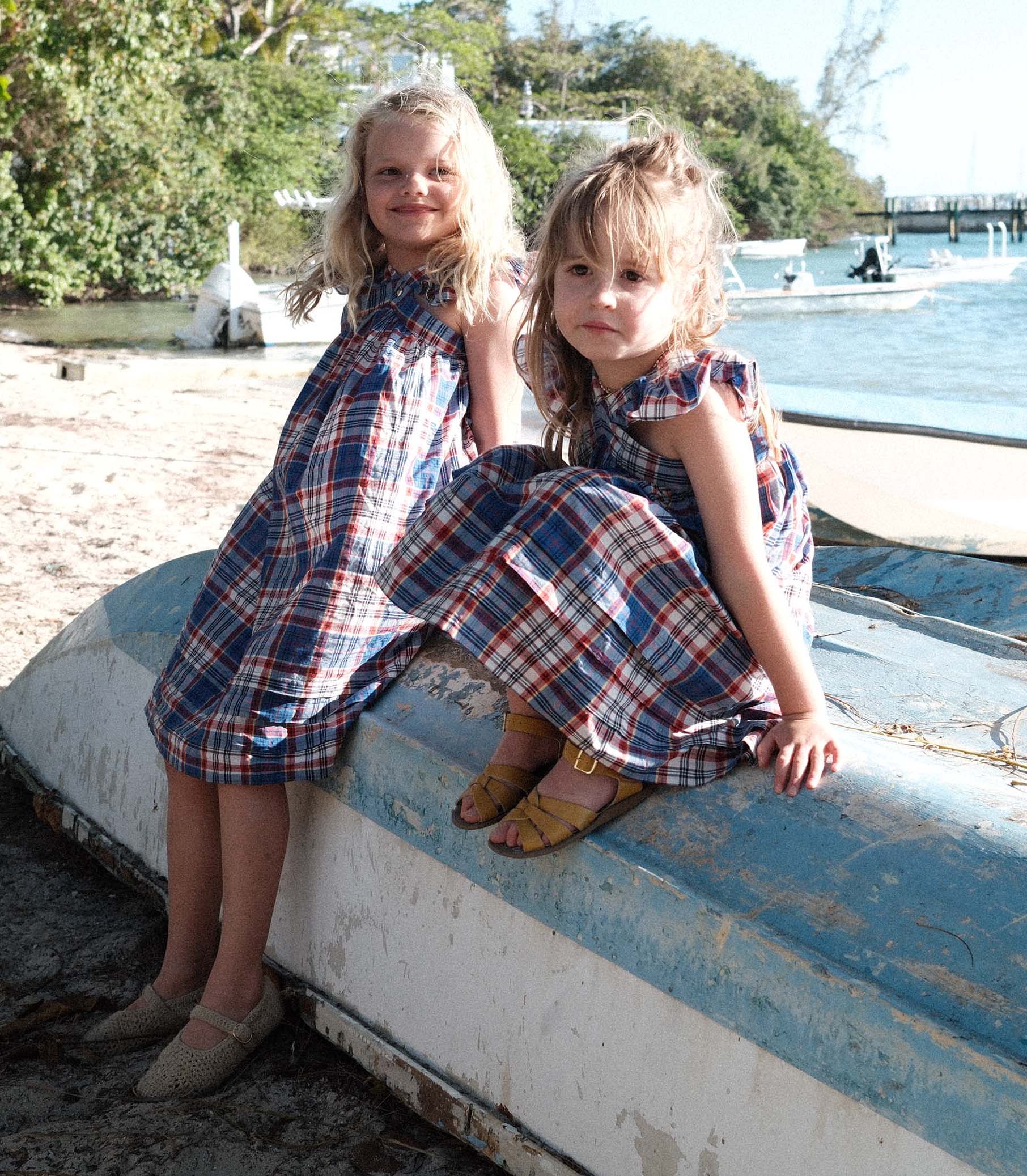 DÔEN Kids Little Nisha Dress - Cote D'Azur Plaid