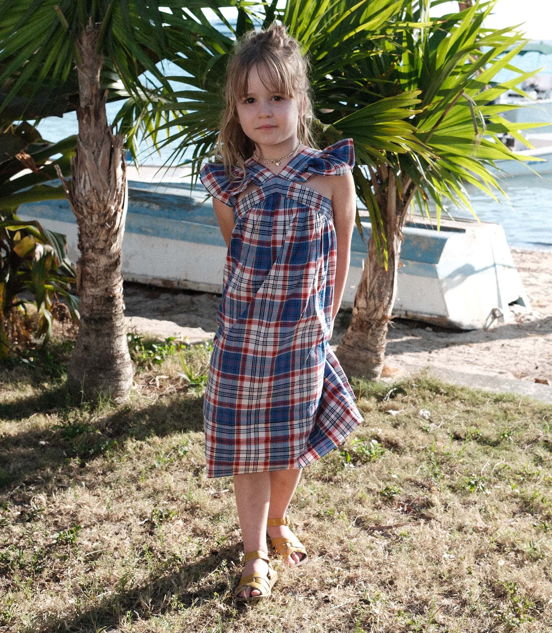 DÔEN Kids Little Nisha Dress - Cote D'Azur Plaid