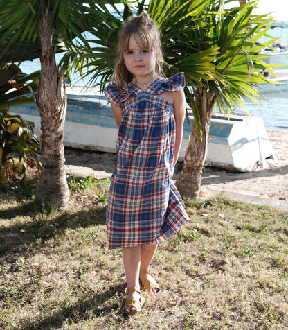 DÔEN Kids Little Nisha Dress - Cote D'Azur Plaid