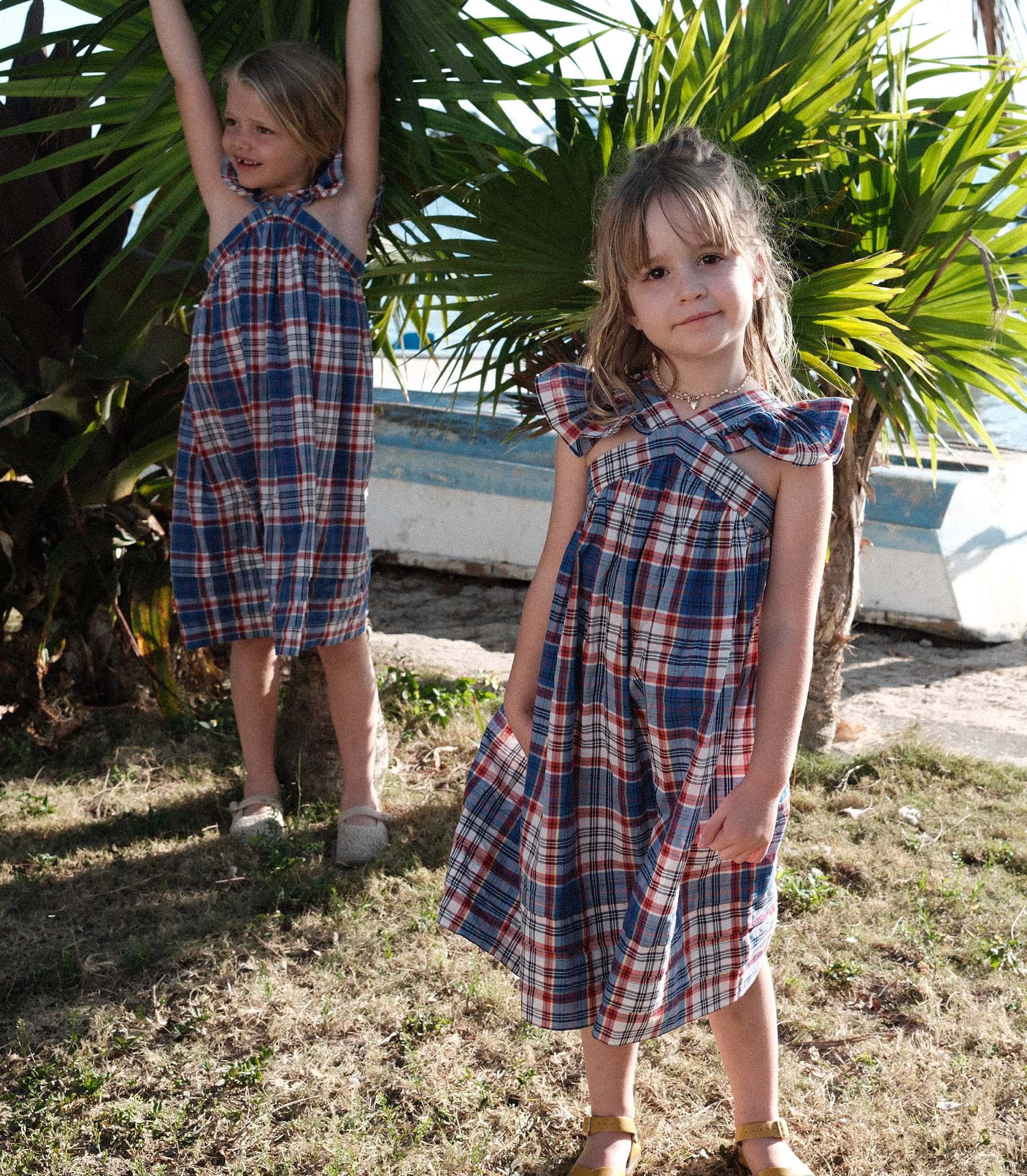 DÔEN Kids Little Nisha Dress - Cote D'Azur Plaid
