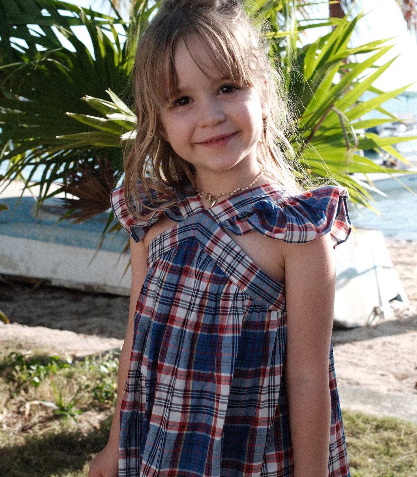 DÔEN Kids Little Nisha Dress - Cote D'Azur Plaid