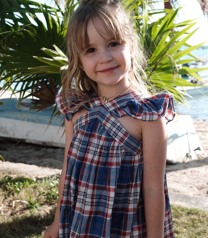 DÔEN Kids Little Nisha Dress - Cote D'Azur Plaid