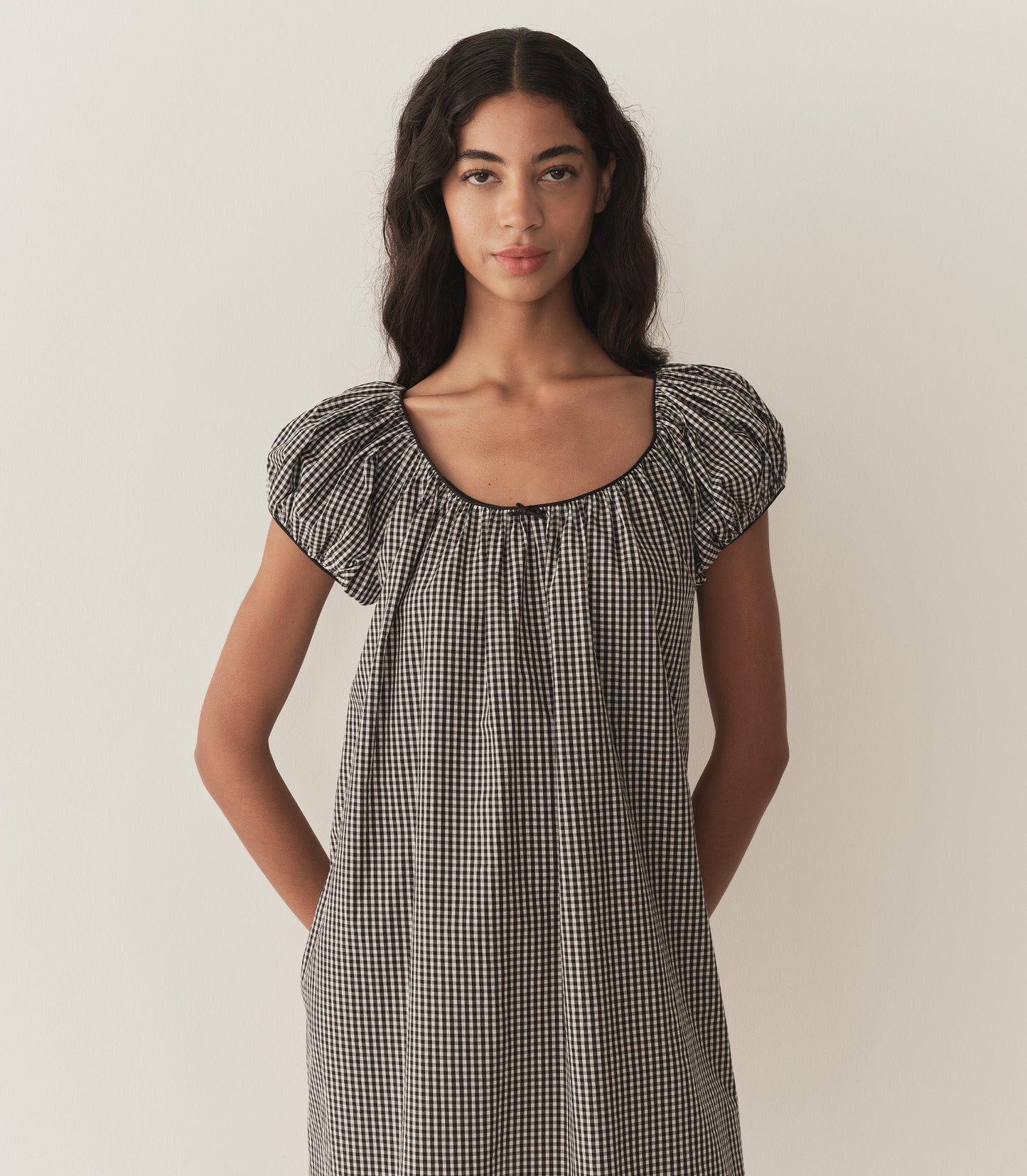 DÔEN Women Julia Dress - Noir La Maddalena Gingham