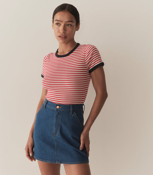 DÔEN Women Vivi Tee - Rouge Nantucket Stripe