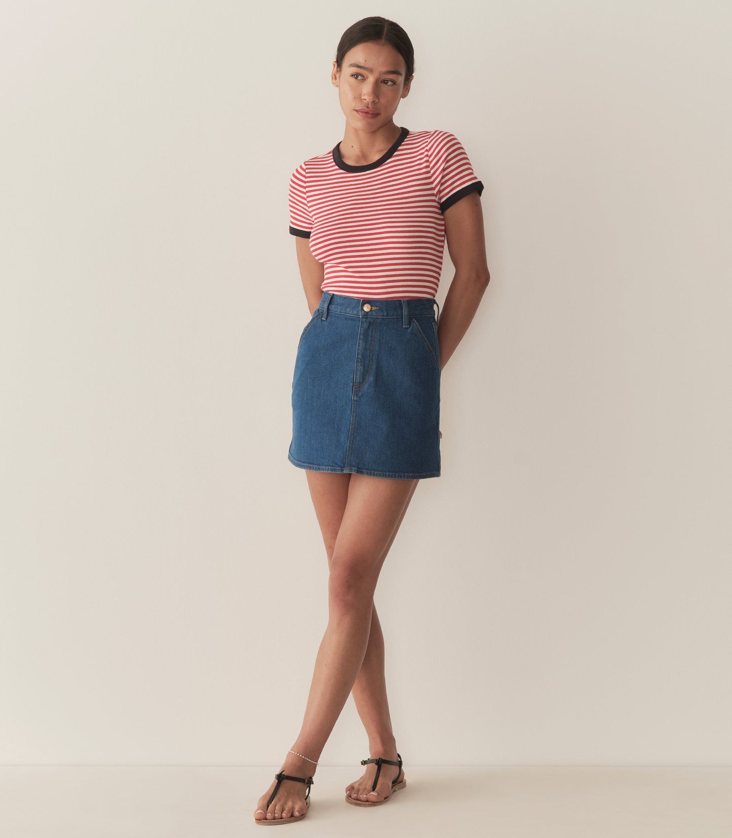 DÔEN Women Vivi Tee - Rouge Nantucket Stripe