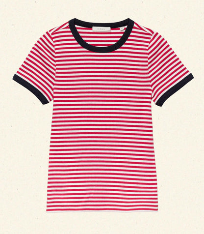 DÔEN Women Vivi Tee - Rouge Nantucket Stripe
