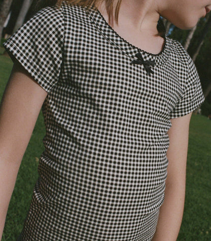 DÔEN Kids Huckleberry Tee - Noir La Maddalena Gingham