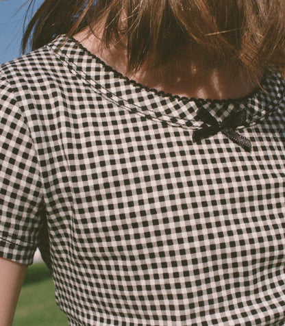 DÔEN Kids Huckleberry Tee - Noir La Maddalena Gingham