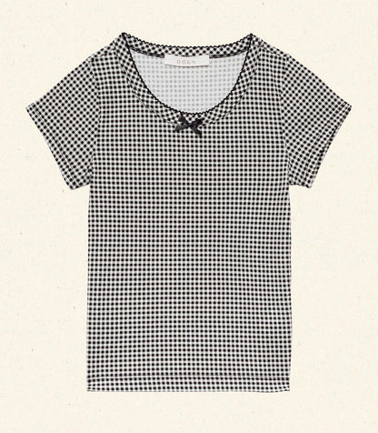 DÔEN Kids Huckleberry Tee - Noir La Maddalena Gingham
