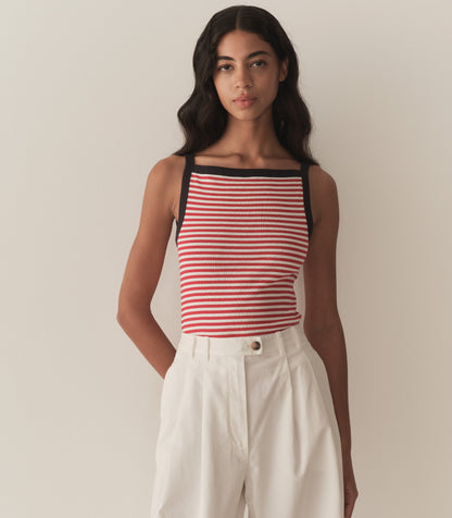 DÔEN Women Andrea Tank - Rouge Nantucket Stripe