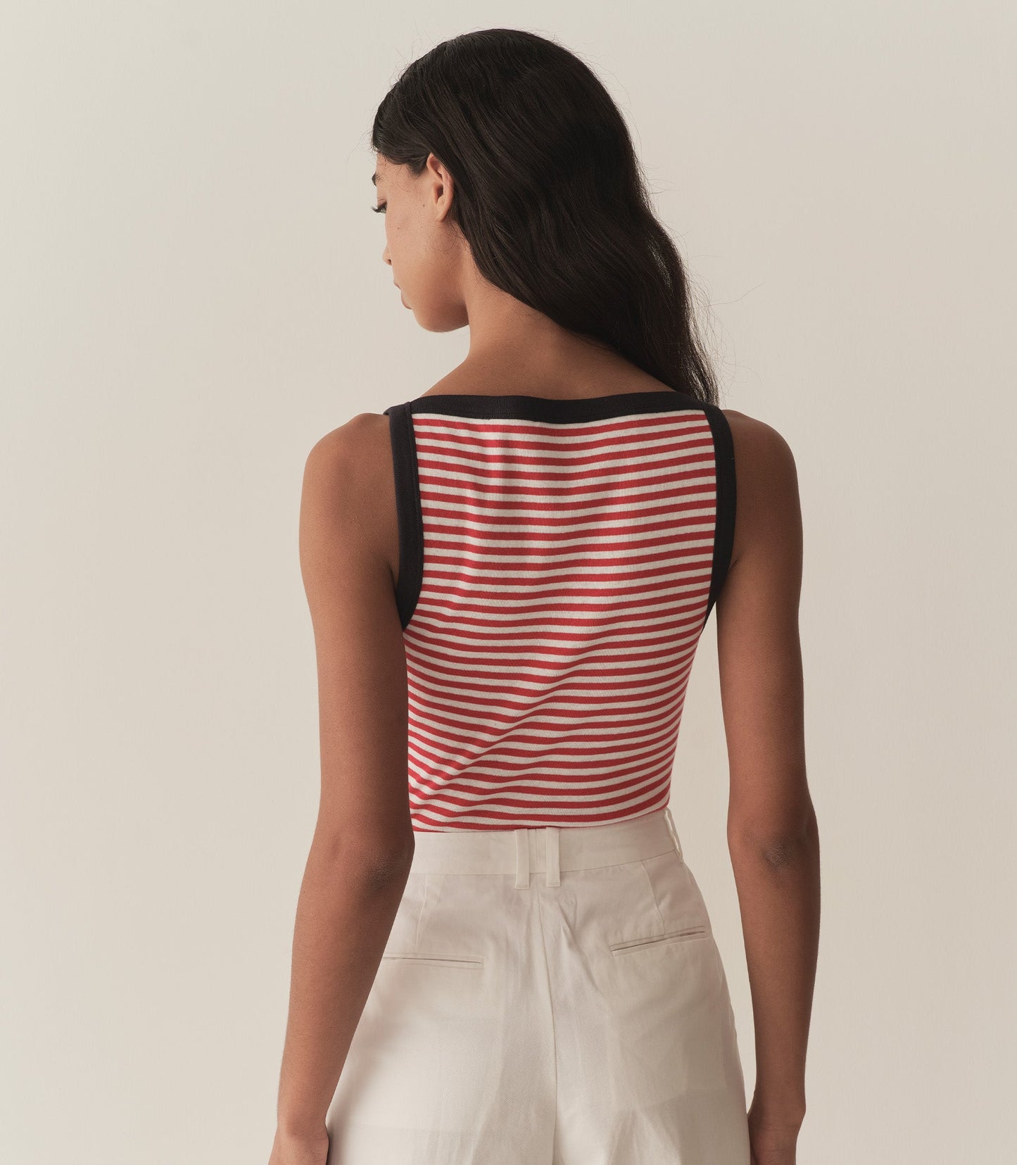 DÔEN Women Andrea Tank - Rouge Nantucket Stripe
