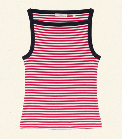 DÔEN Women Andrea Tank - Rouge Nantucket Stripe