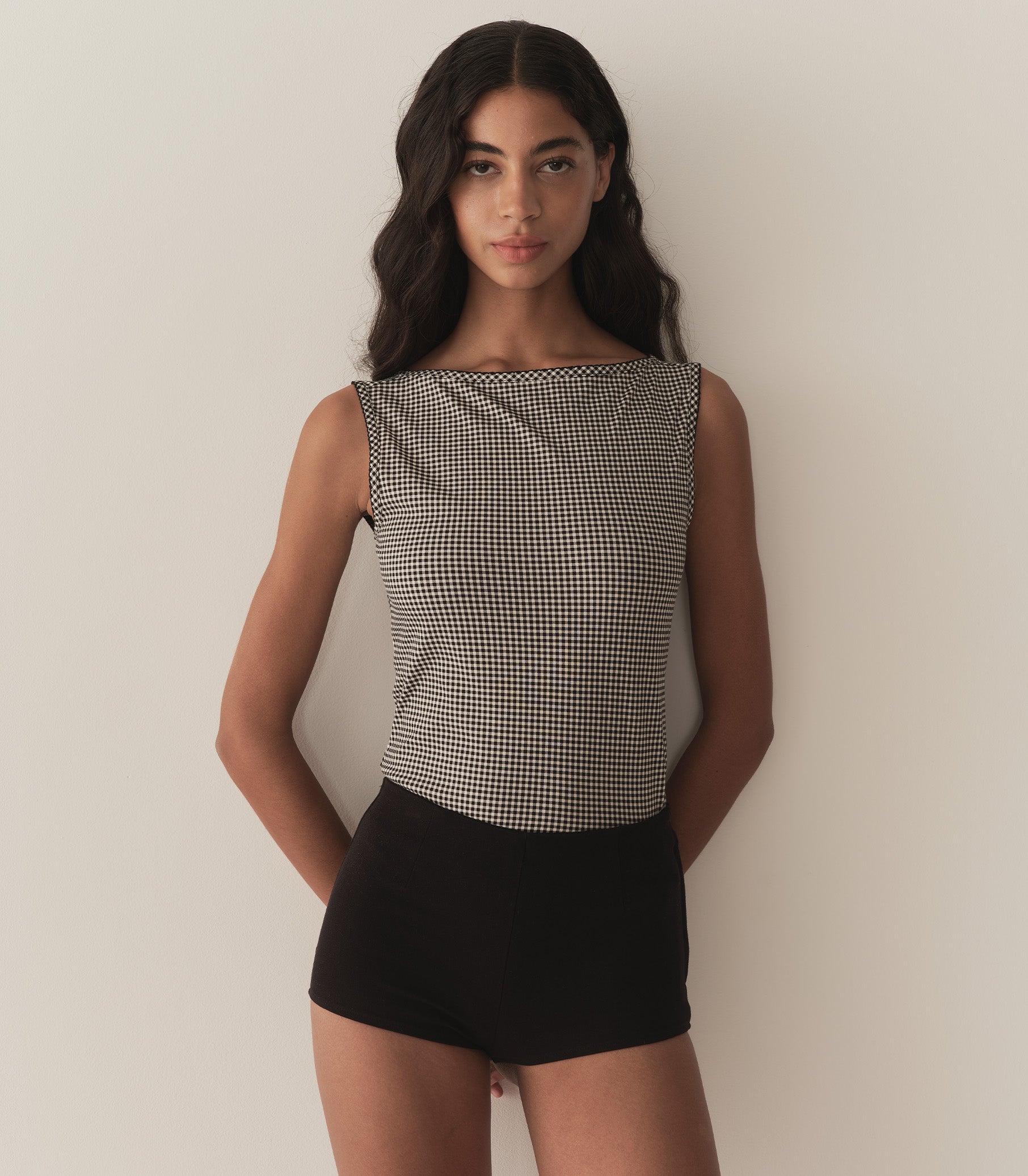 DÔEN Women Ida Tank - Noir La Maddalena Gingham