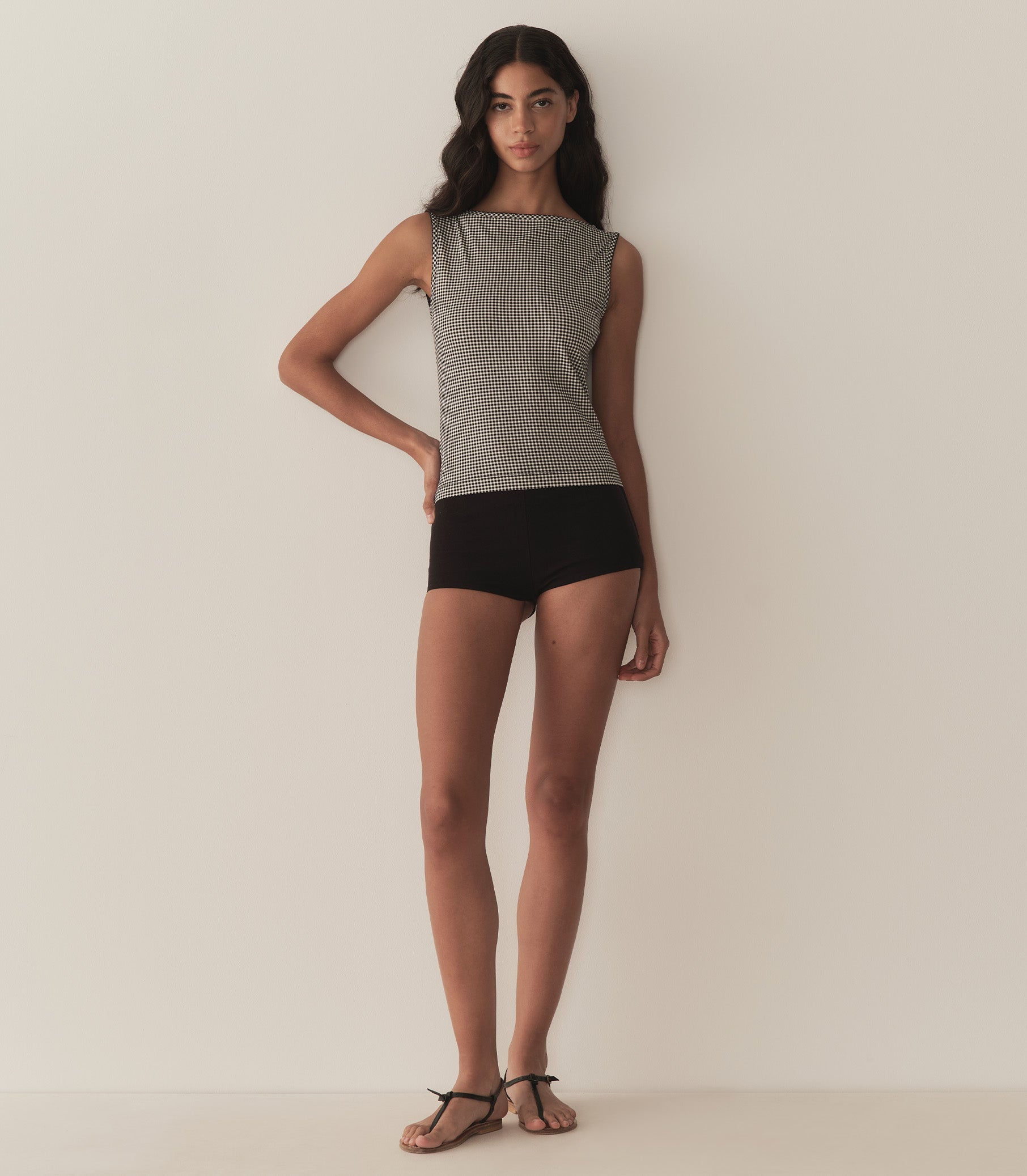 DÔEN Women Ida Tank - Noir La Maddalena Gingham