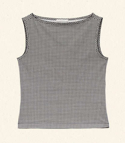 DÔEN Women Ida Tank - Noir La Maddalena Gingham