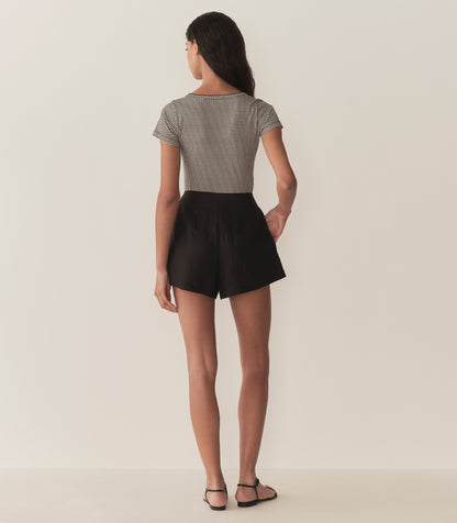 DÔEN Women Brigitte Tee - Noir La Maddalena Gingham