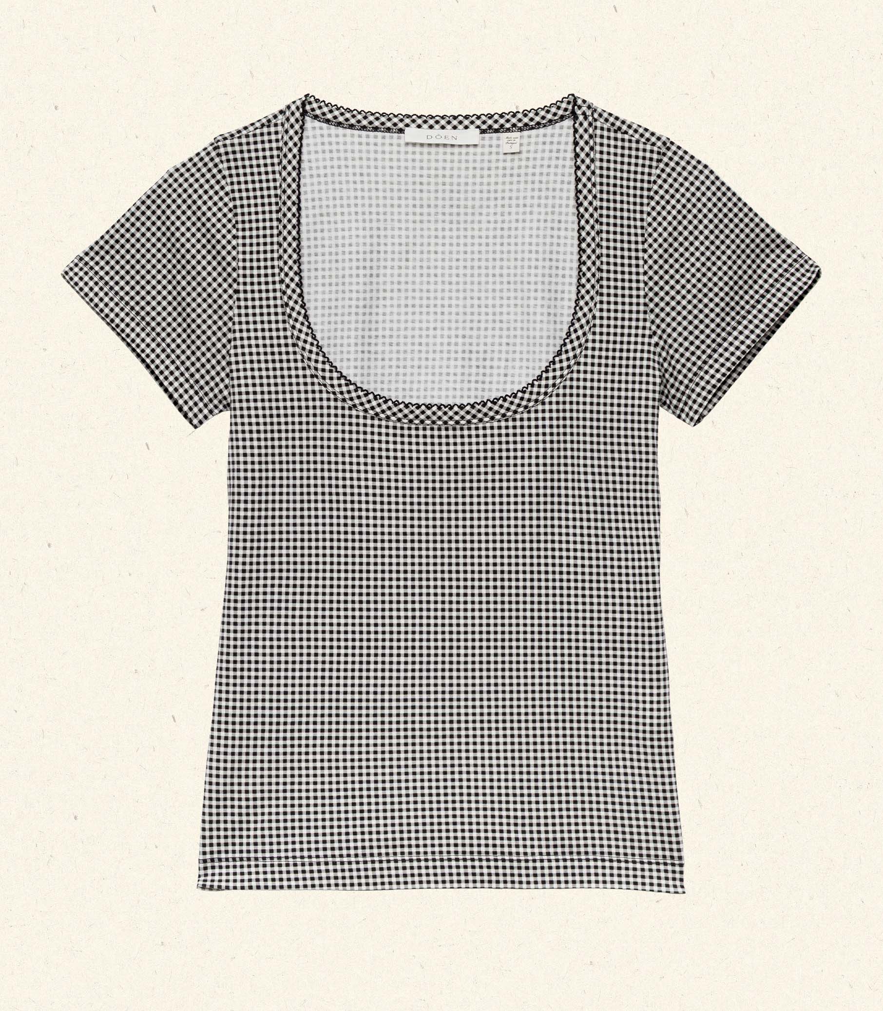 DÔEN Women Brigitte Tee - Noir La Maddalena Gingham