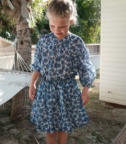 DÔEN Kids Milianne Skirt - Bleu Soleil Fleurit