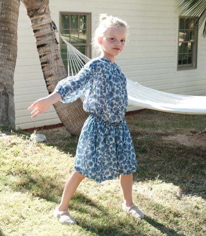 DÔEN Kids Milianne Skirt - Bleu Soleil Fleurit