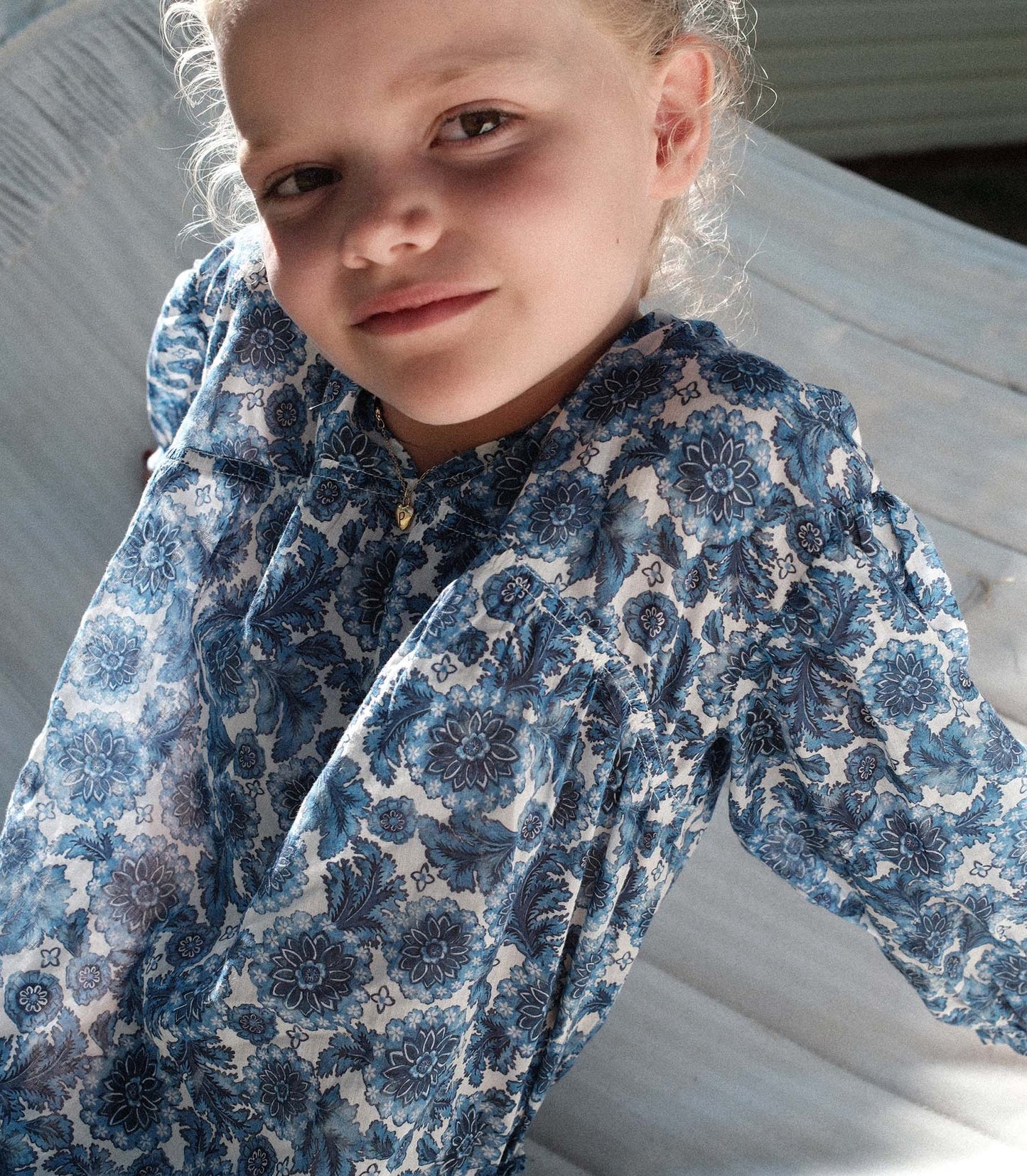 DÔEN Kids Little Marche Top - Bleu Soleil Fleurit
