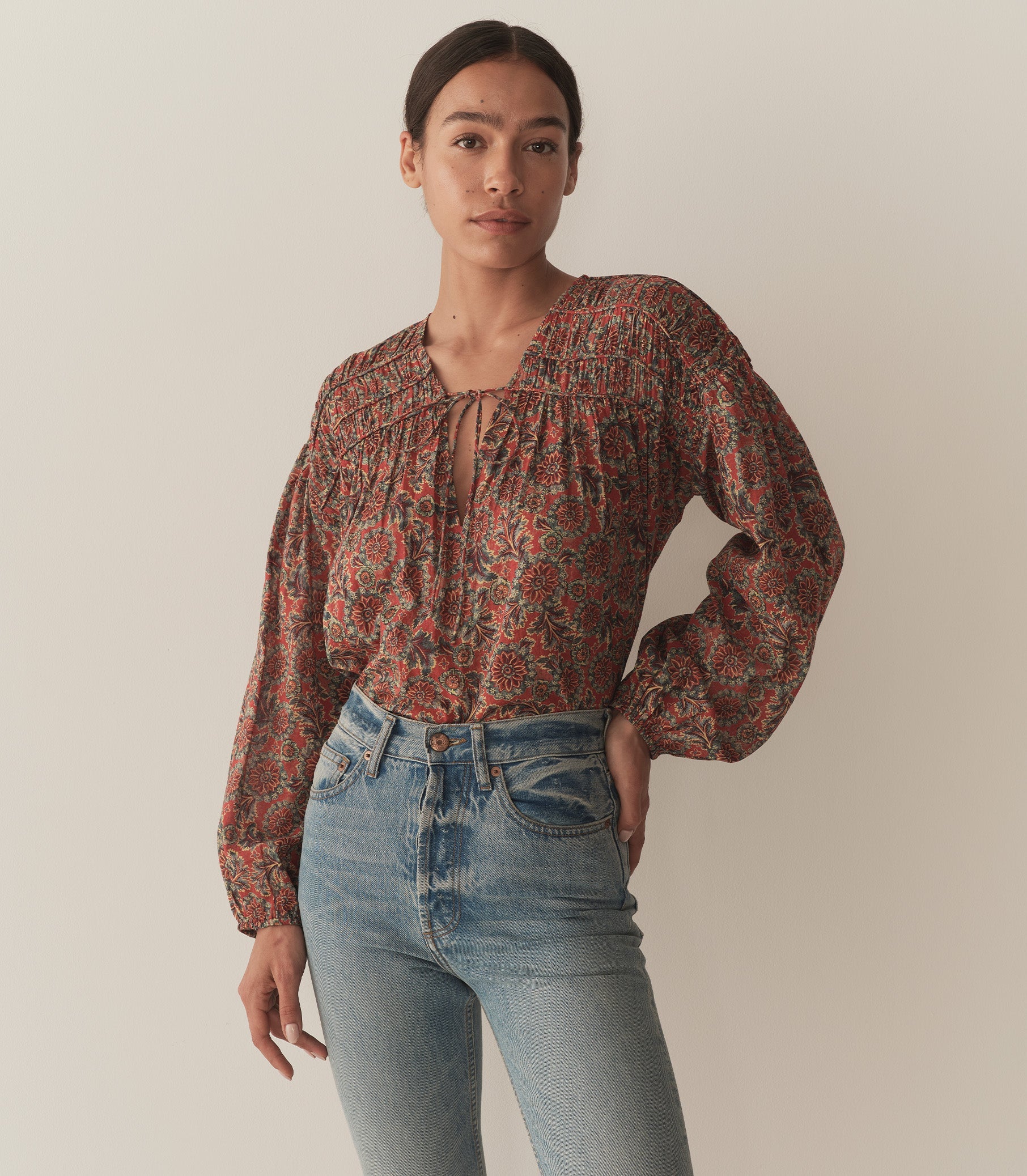 DÔEN Women Renelle Top - L'Orange Soleil Fleurit