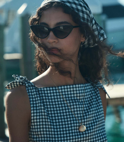 DÔEN Women Liriel Top - Navy Valencia Gingham