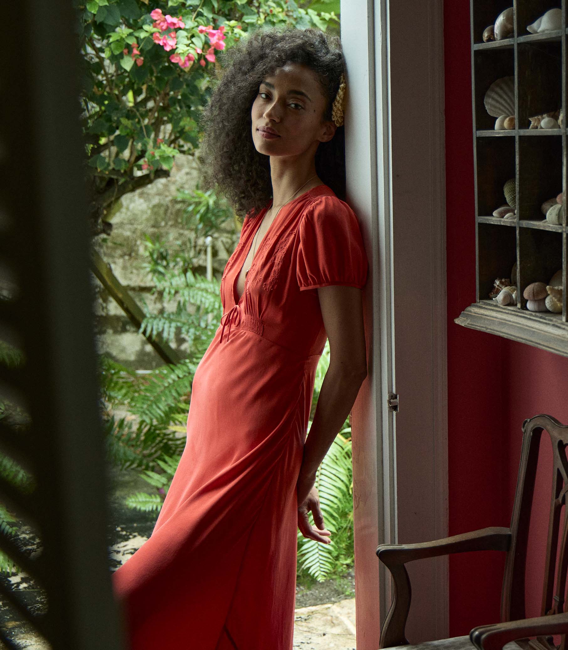 DÔEN Women Leana Dress - Fiery Coral