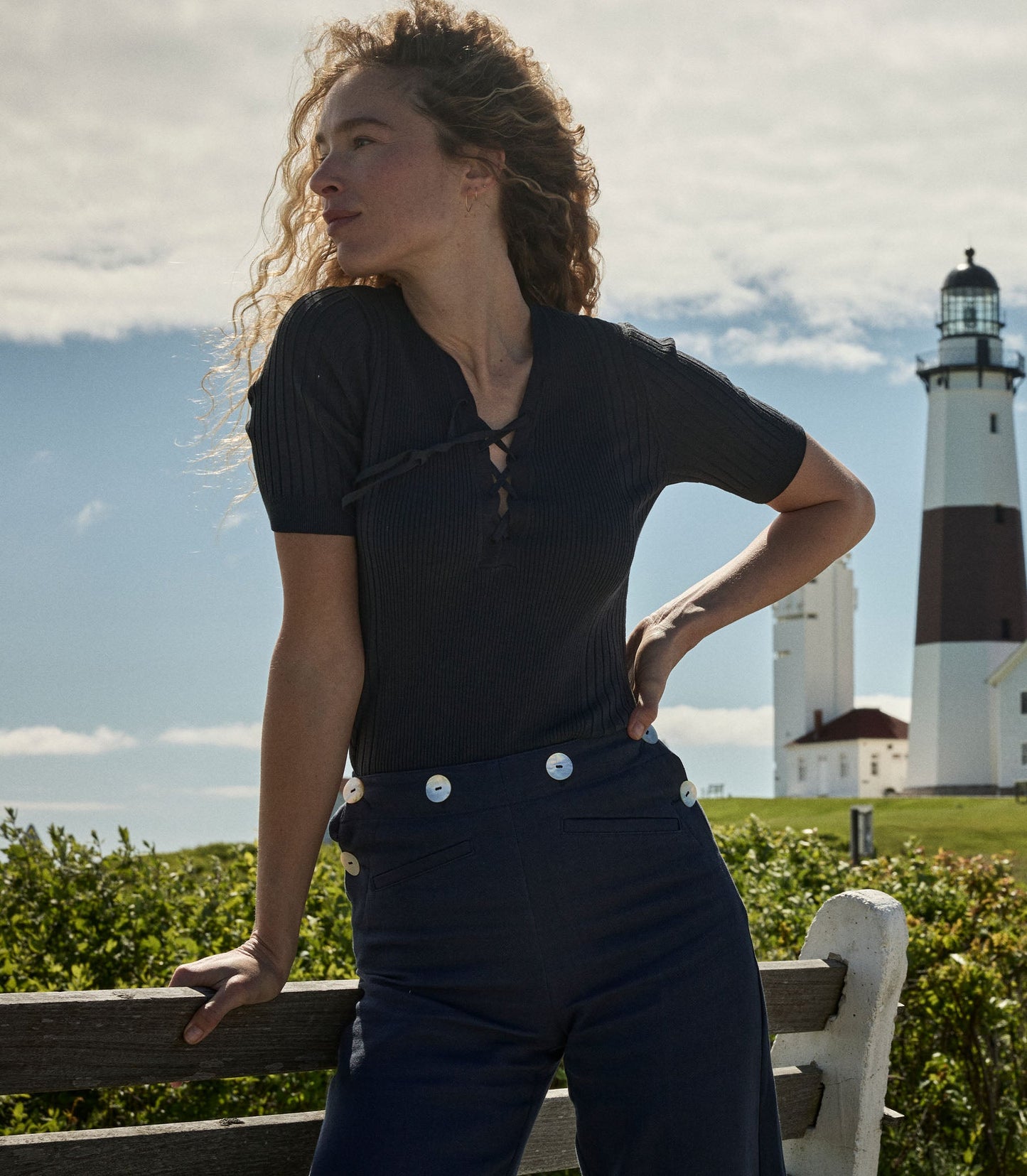DÔEN Women Auguste Top - Navy