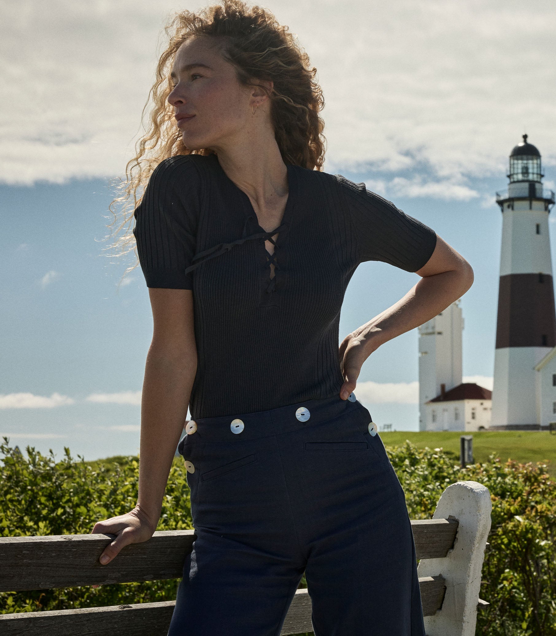 DÔEN Women Auguste Top - Navy