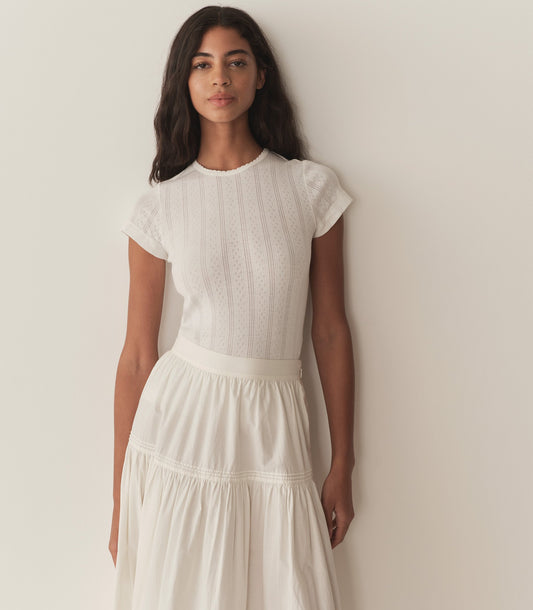 DÔEN Women Vivi Tee - Salt Quelle Jolie Pointelle