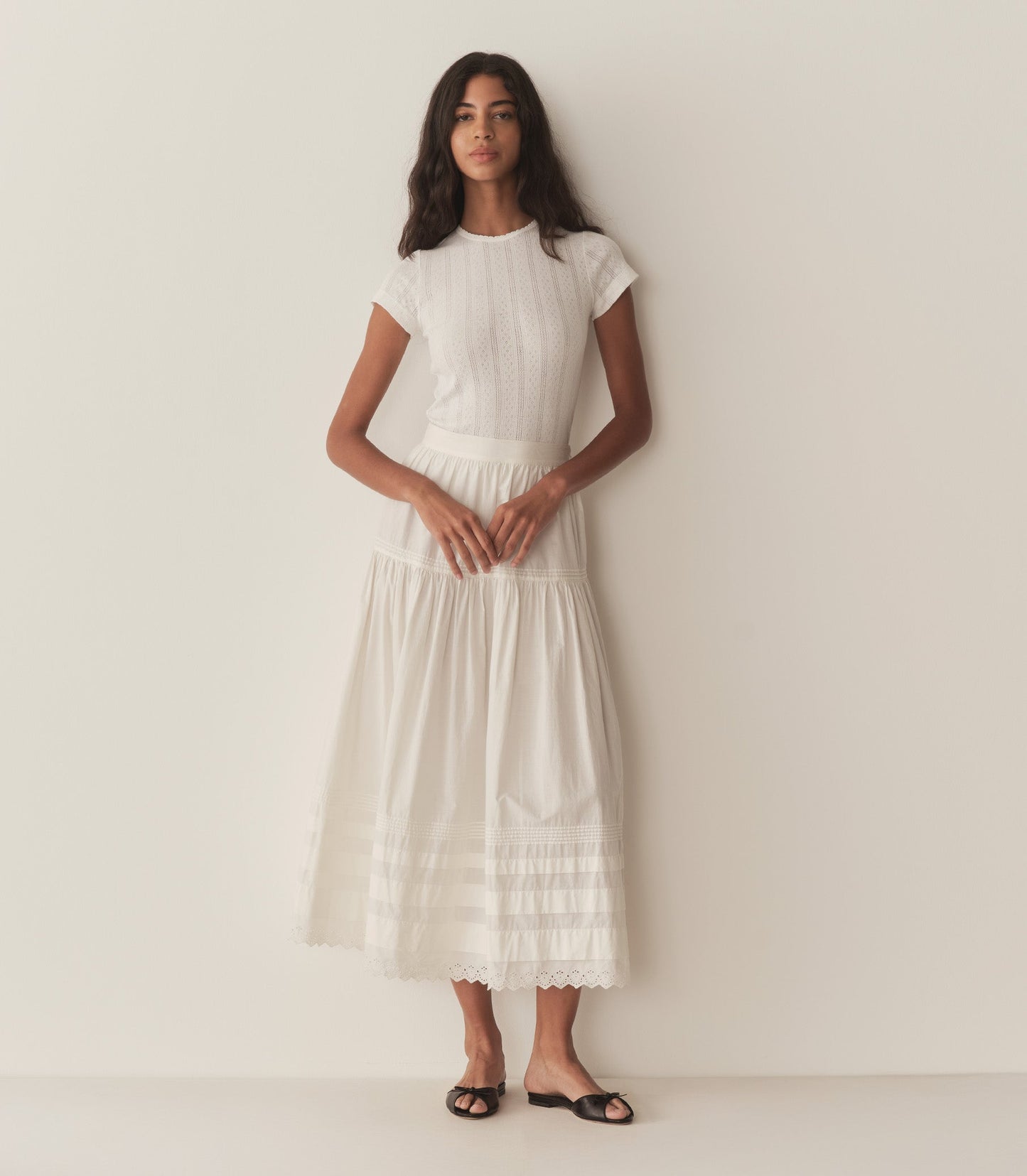 DÔEN Women Vivi Tee - Salt Quelle Jolie Pointelle