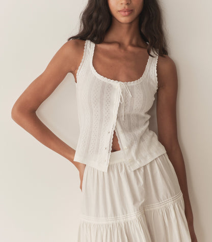 DÔEN Women Lois Tank - Salt Quelle Jolie Pointelle