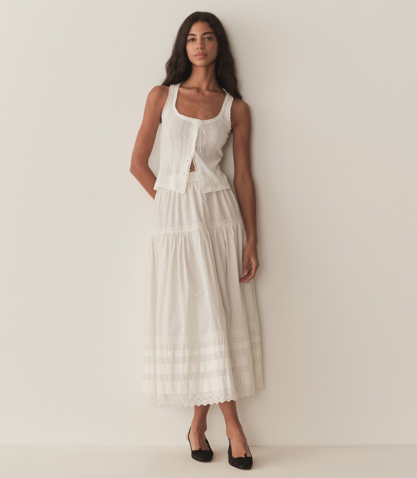 DÔEN Women Lois Tank - Salt Quelle Jolie Pointelle